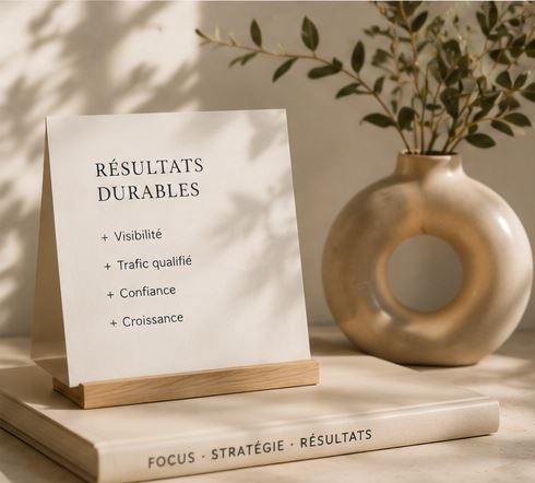 Dashboard SEO sur ordinateur portable, courbes de croissance